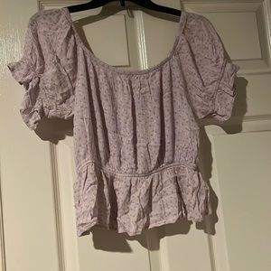 Lavender puff sleeve crop top baby doll style